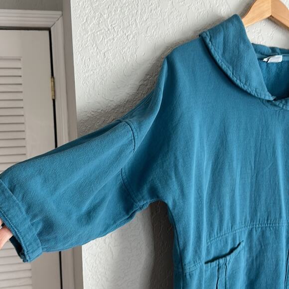 Soft Surroundings Lagenlook Pullover Top Blue Pockets Preshrunk Cotton Oversized - Picture 2 of 7